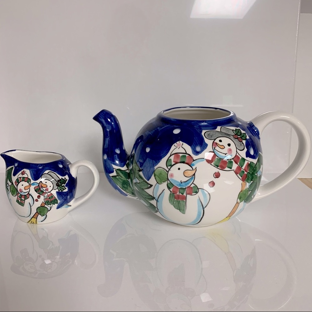 Vintage World Bazaar Snowman Teapot & Creamer